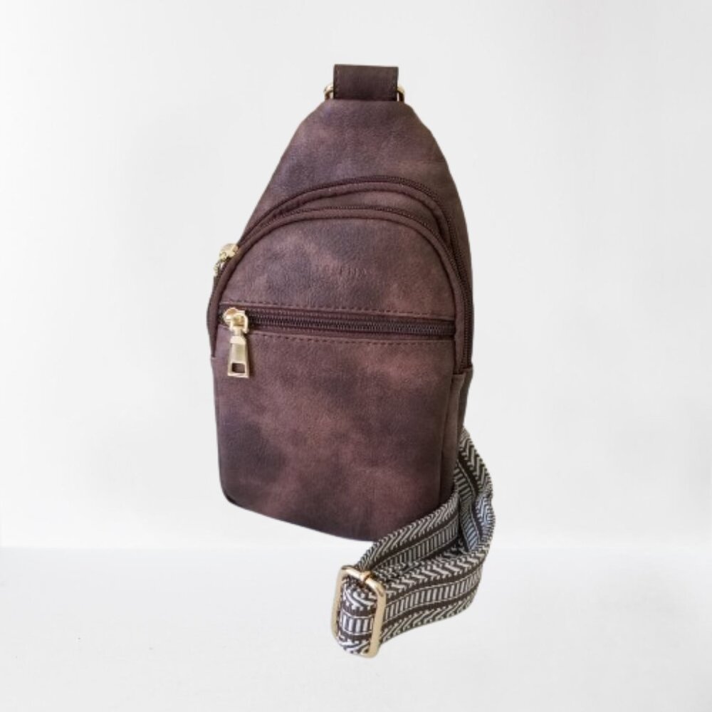 NEW! Telena Brown Faux Leather Shoulder/Crossbody Bag w/Adjust. Strap